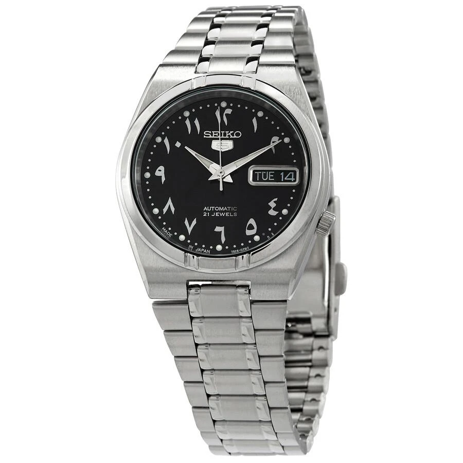 商品Seiko|5 Automatic Black Arabic Dial Stainless Steel Men's Watch SNK063J5,价格¥819,第1张图片