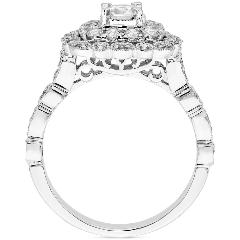 商品Macy's|Diamond Halo Beaded Double Halo Engagement Ring (7/8 ct. t.w.) in 14k White Gold,价格¥12293,第3张图片详细描述
