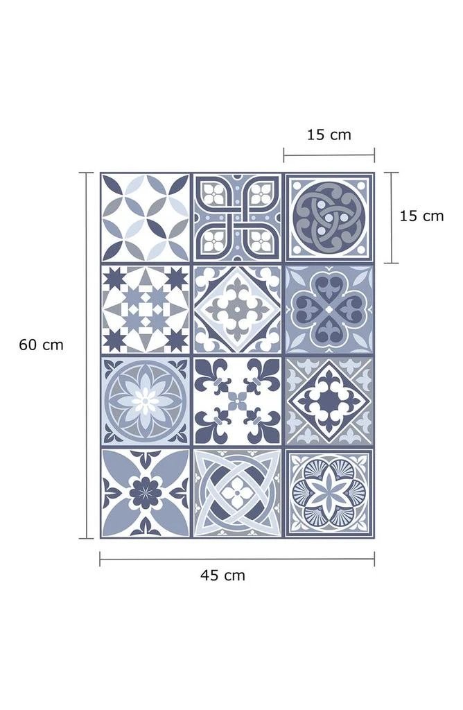 商品WALPLUS|Lisbon Blue 120-Piece Tile Sticker Set,价格¥328,第3张图片详细描述