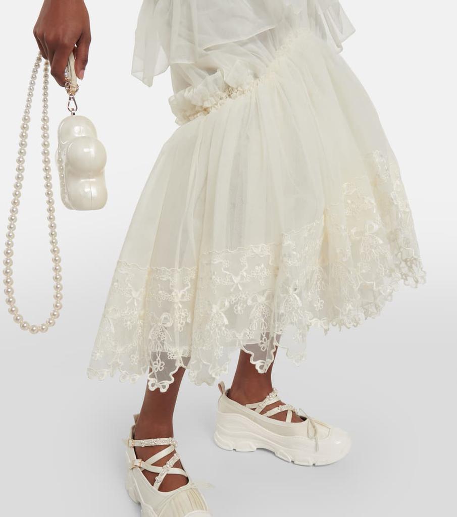 Embroidered ruffled tulle skirt商品第5张图片规格展示