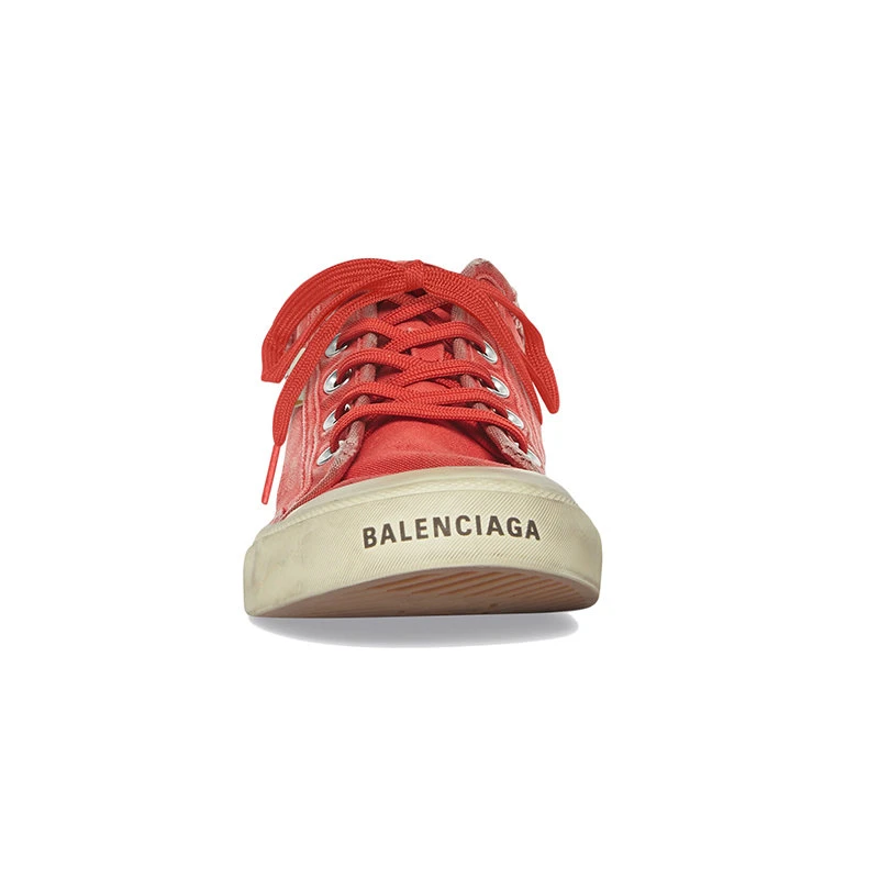 商品Balenciaga|【预售3-7天】Balenciaga/巴黎世家 22年春夏新款 女士红色磨损棉质材料露跟穆勒鞋帆布鞋693952W3RC36090,价格¥4294,第5张图片详细描述
