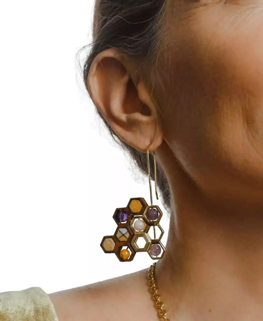 商品Nectar Nectar New York|18k Gold-Plated Mixed Gemstone Honeycomb Drop Earrings,价格¥945,第3张图片详细描述