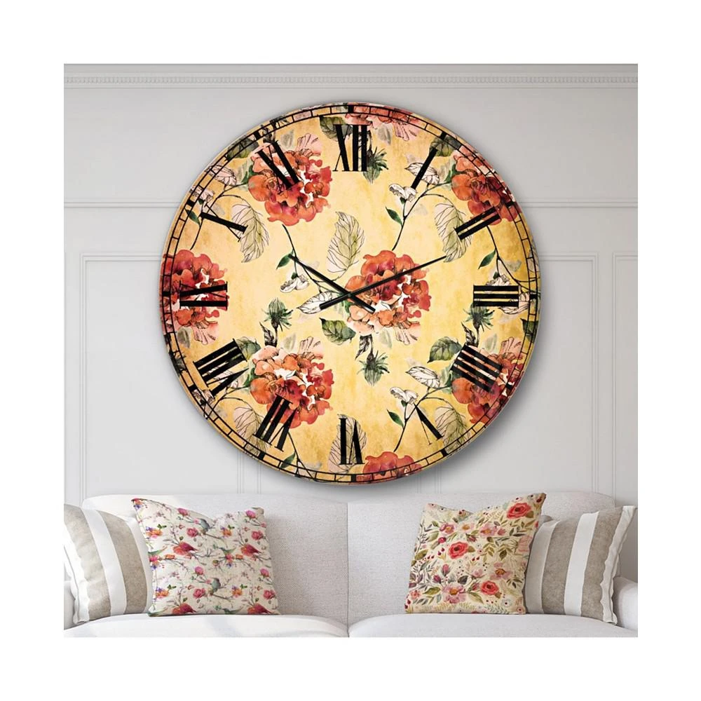 商品Designart|Floral Oversized Round Metal Wall Clock - 36 x 36,价格¥1727,第2张图片详细描述