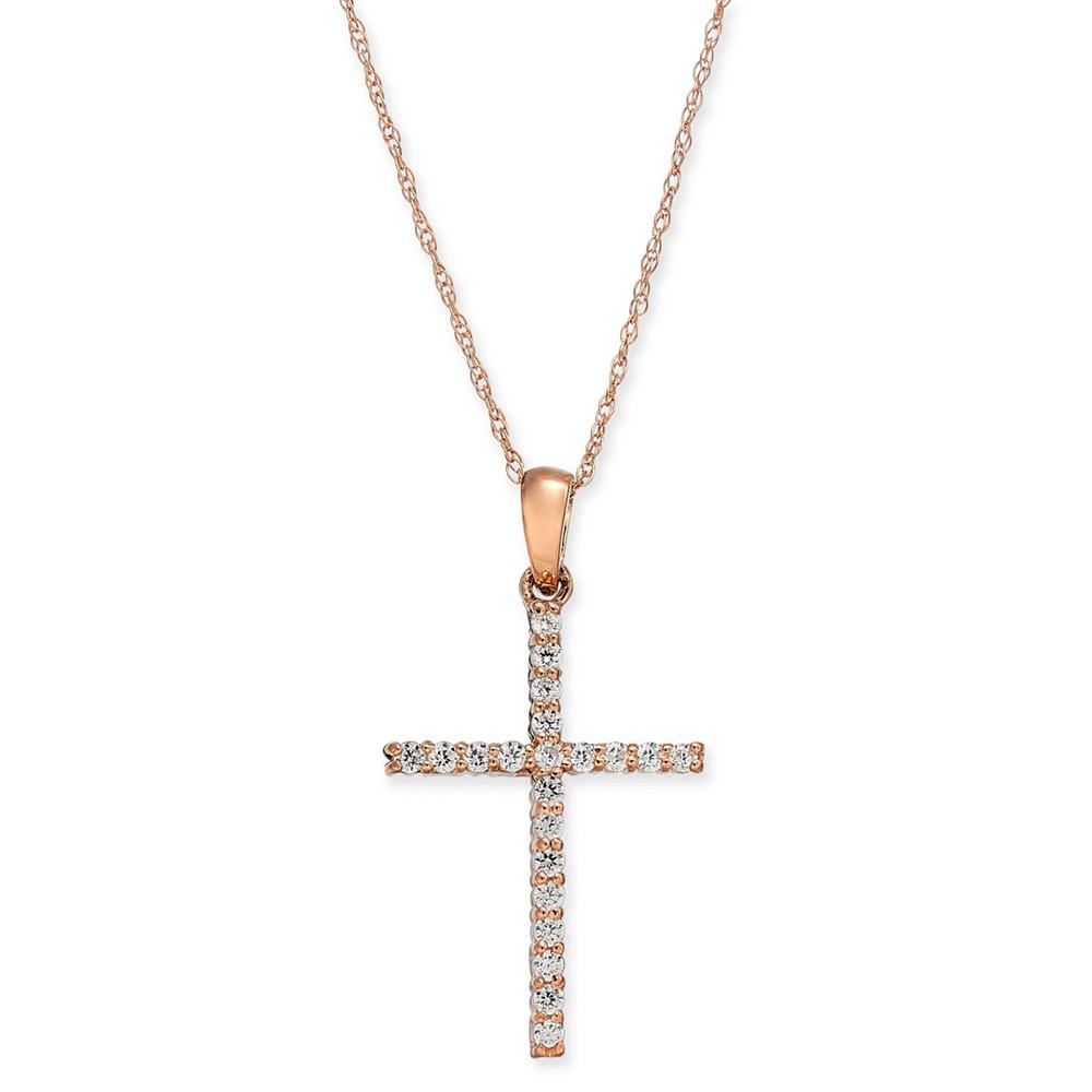 Diamond Cross 18" Pendant Necklace (1/4 ct. t.w.)商品第1张图片规格展示