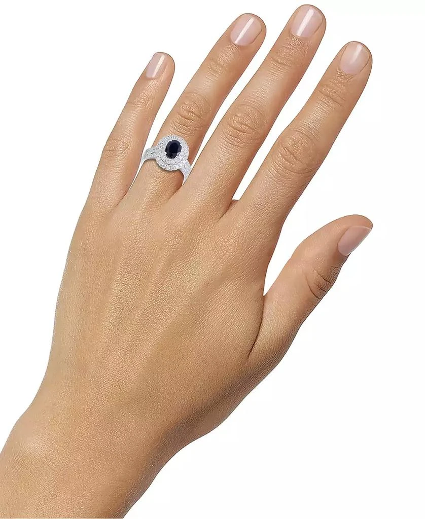 商品Macy's|Sapphire (1-5/8 ct. t.w.) & Diamond (1-1/4 ct. t.w.) Oval Double Halo Ring in 14k White Gold,价格¥12565,第2张图片详细描述