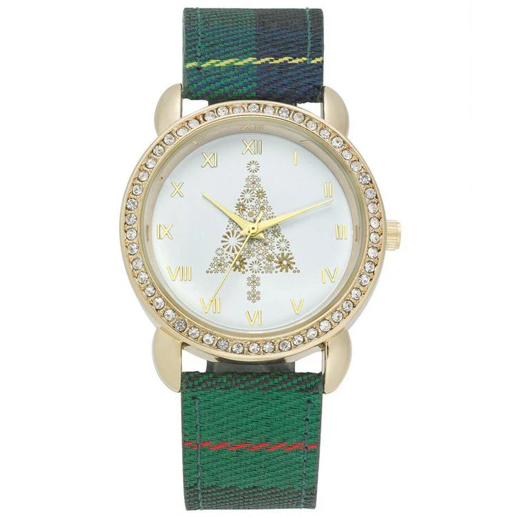 商品Charter Club|Holiday Lane Women's Plaid Fabric Strap Watch 34mm, Created for Macy's,价格¥38,第1张图片