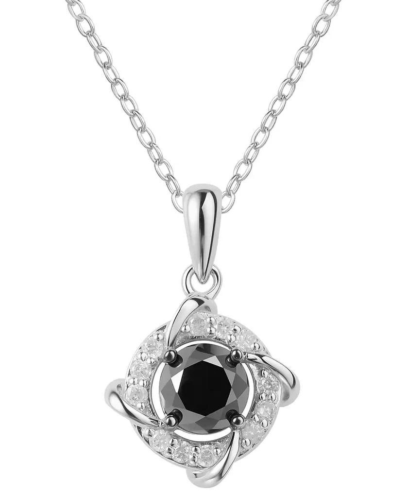 商品Macy's|Black & White Diamond Love Knot 18" Pendant Necklace (1 ct. t.w.) in Sterling Silver,价格¥1620,第1张图片