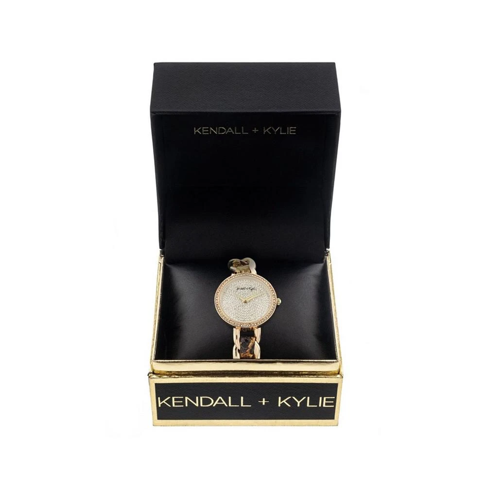 商品KENDALL & KYLIE|Women's Braided Leopard Stainless Steel Strap Analog Watch,价格¥112,第2张图片详细描述