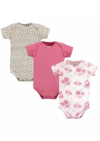 Hudson Baby Infant Girl Cotton Bodysuits, Blush Rose Leopard商品第1张图片规格展示