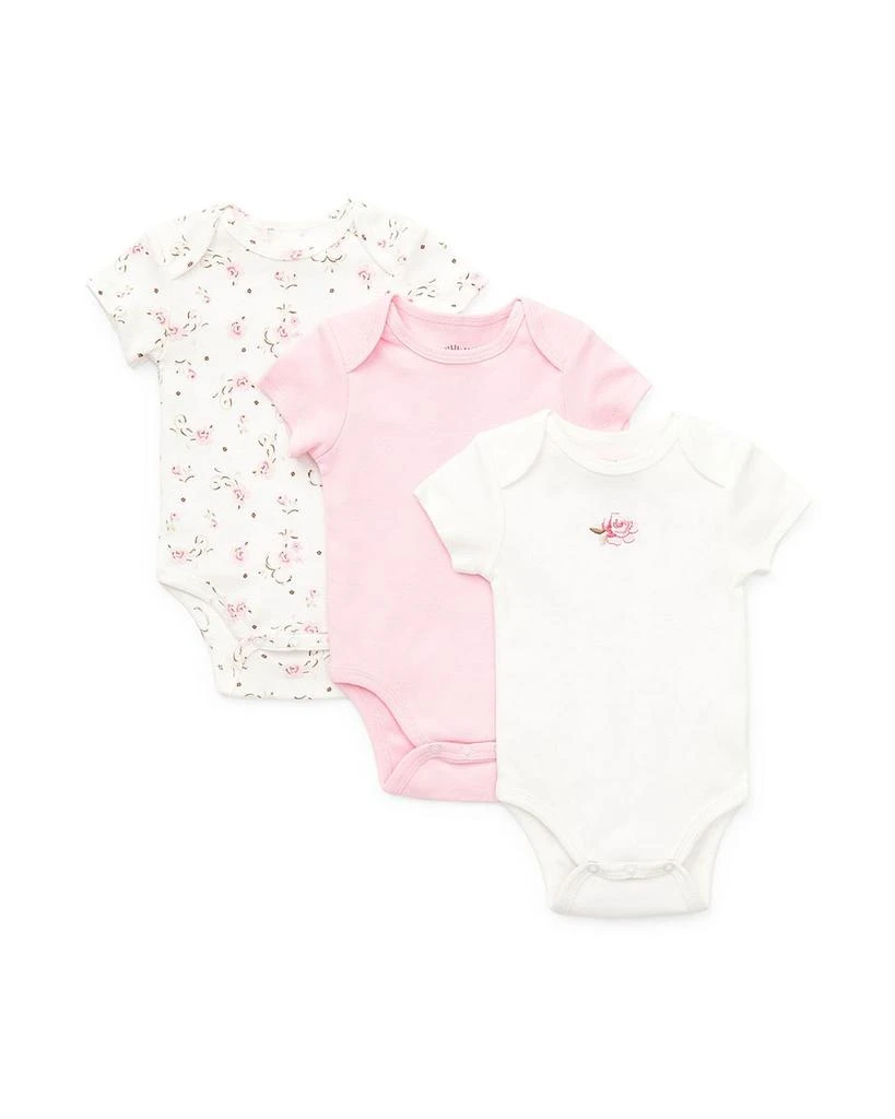 商品Little Me|Girls' Rose Bodysuits, 3 Pack - Baby,价格¥111,第1张图片