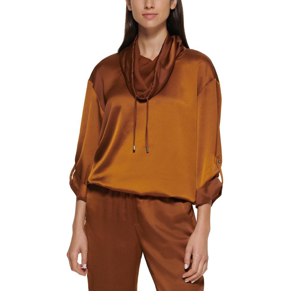 Calvin Klein Womens Satin Cowlneck Pullover Top商品第1张图片规格展示