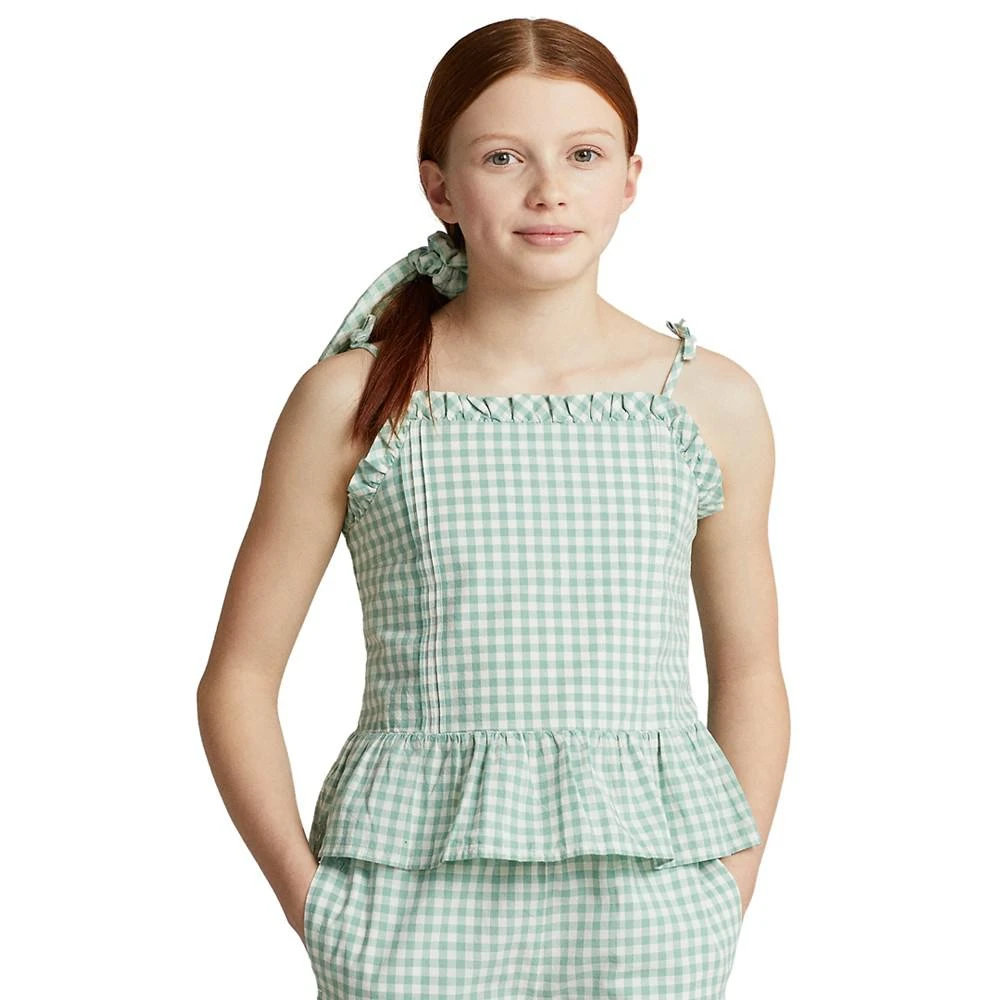 商品Ralph Lauren|Big Girls Gingham Madras Peplum Sleeveless Top,价格¥90,第5张图片详细描述