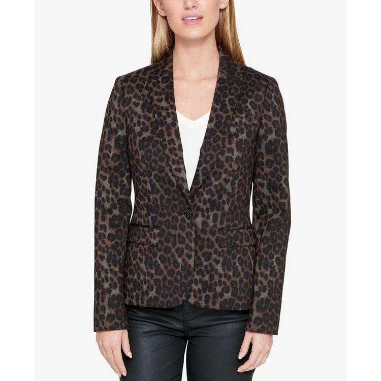 商品Tommy Hilfiger|Leopard-Print One-Button Blazer, Created for Macy's,价格¥321,第1张图片