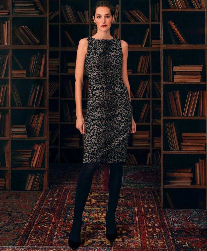 商品Brooks Brothers|Wool Blend Leopard Print Sheath Dress,价格¥1172,第2张图片详细描述