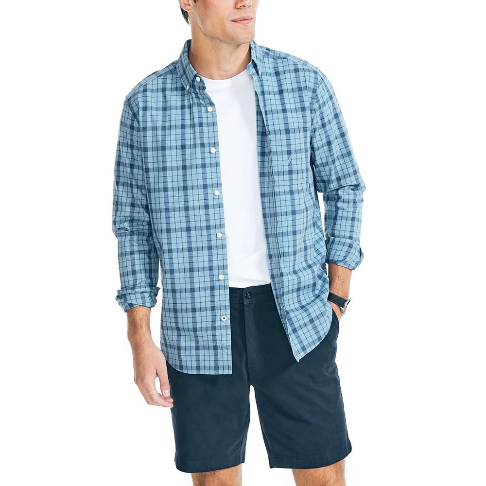 Men's Classic-Fit Long-Sleeve Cotton Plaid Poplin Shirt商品第1张图片规格展示