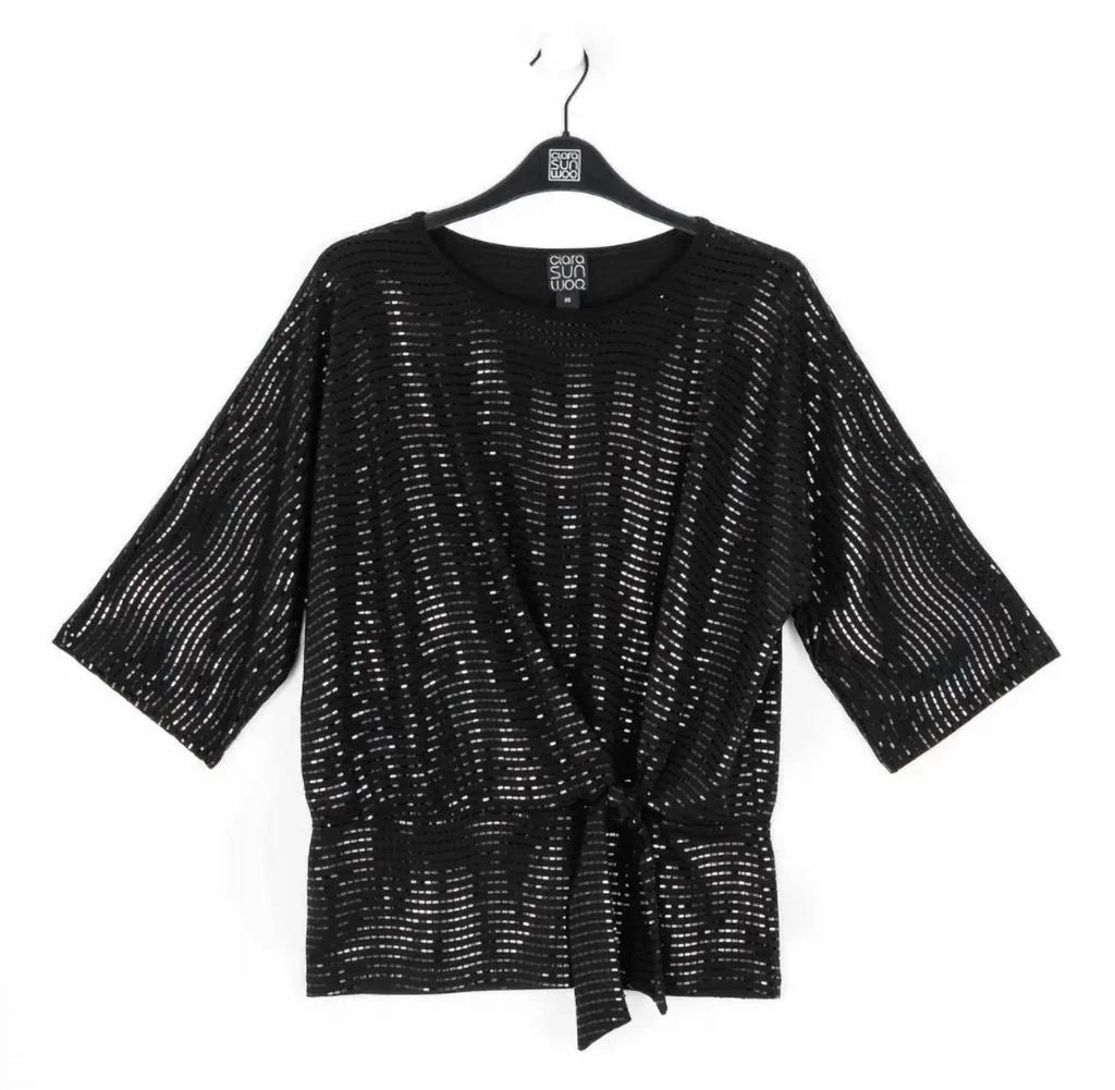 商品CLARA SUNWOO|Clara Sunwoo - Shimmer Embellished Side Tie Top,价格¥578,第2张图片详细描述