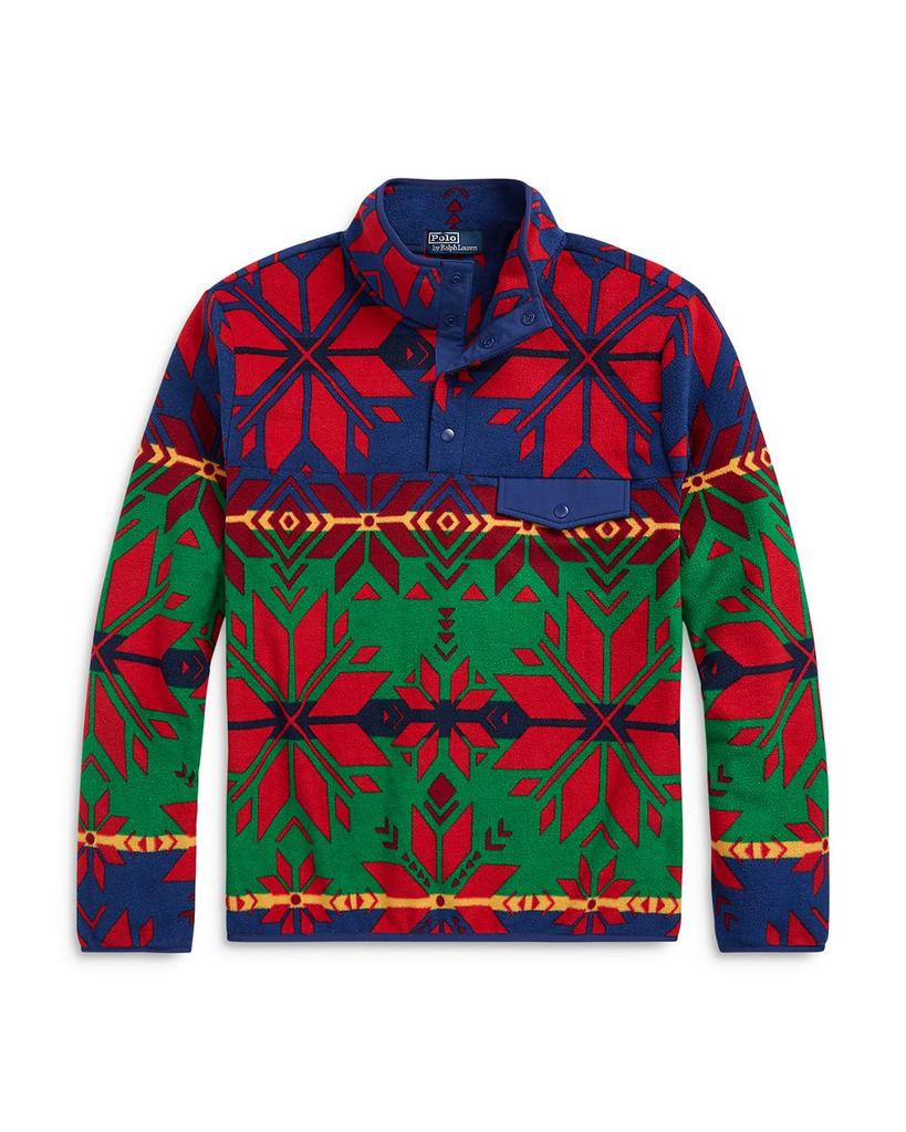 Fleece Geo-Print Half-Snap Mock Neck Sweatshirt商品第6张图片规格展示