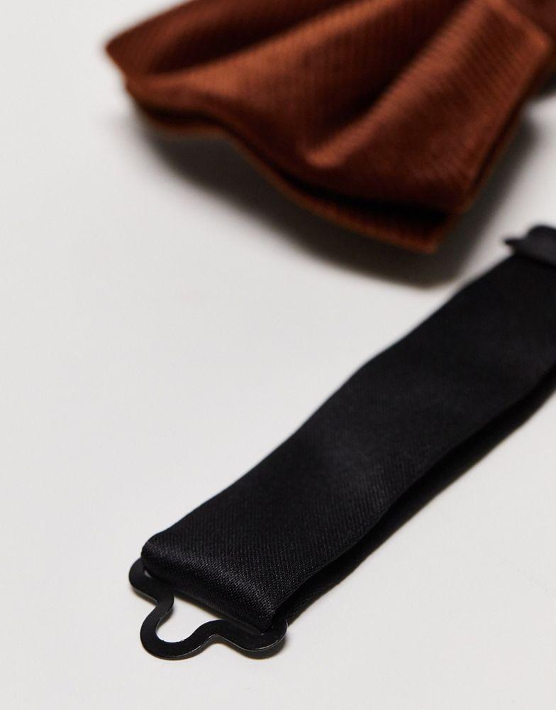 ASOS DESIGN bow tie in dark brown cord商品第2张图片规格展示