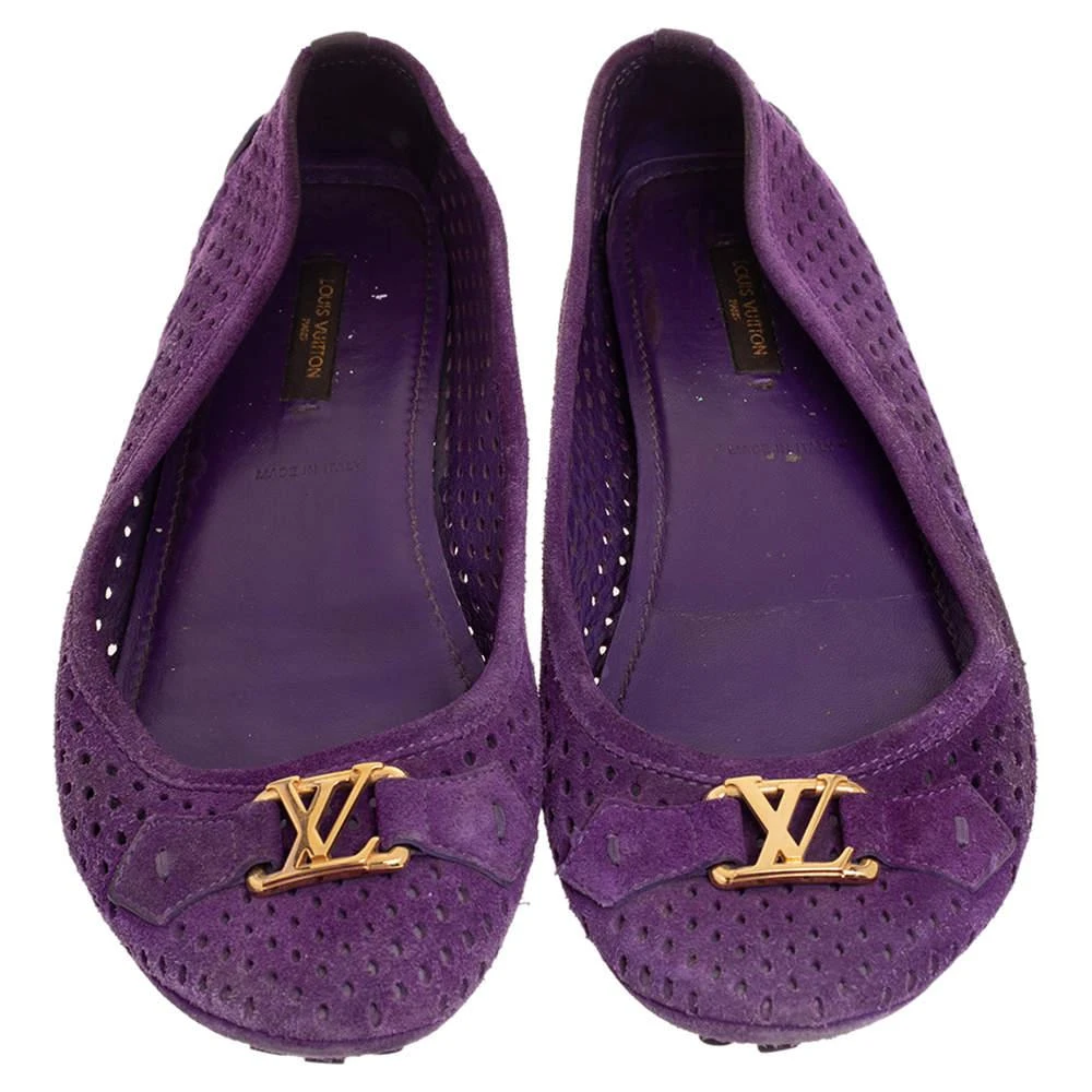 商品[二手商品] Louis Vuitton|Louis Vuitton Purple Perforated Suede Ballet Flats Size 39,价格¥1533,第3张图片详细描述