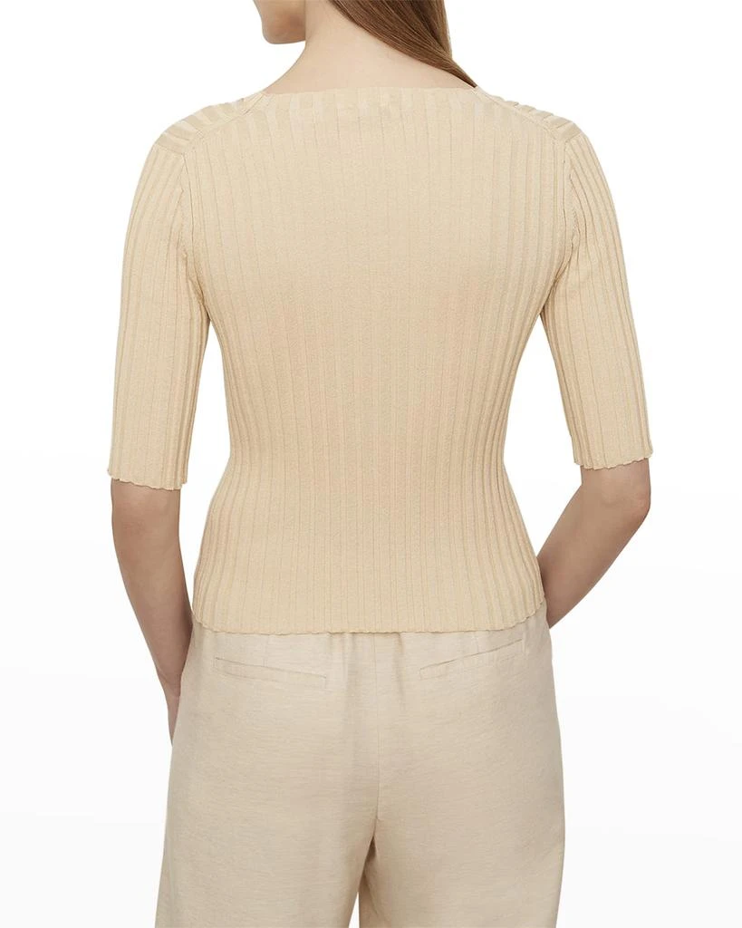 商品Vince|Ribbed Elbow-Sleeve Top,价格¥1144,第3张图片详细描述