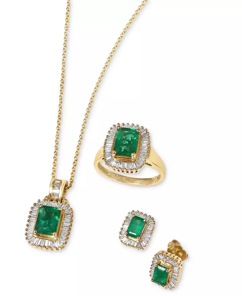 商品Effy|EFFY Emerald (1-3/8 ct. t.w.) and Diamond (1/2 ct. t.w.) Ring in 14k Yellow Gold or 14k White Gold (Also in Sapphire),价格¥9841,第5张图片详细描述