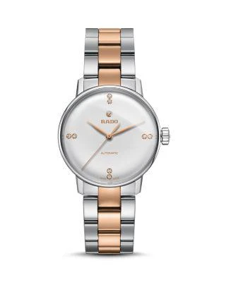 商品Rado|Coupole Classic Automatic Stainless Steel & Rose Gold Ceramos Watch with Diamonds, 32mm,价格¥12572,第1张图片详细描述