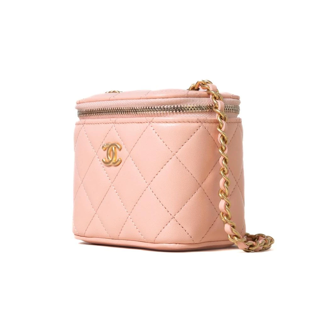 商品Chanel|Chanel Mini Vanity Lambskin Bag With Pearl Chain Light Orange,价格¥23948,第2张图片详细描述