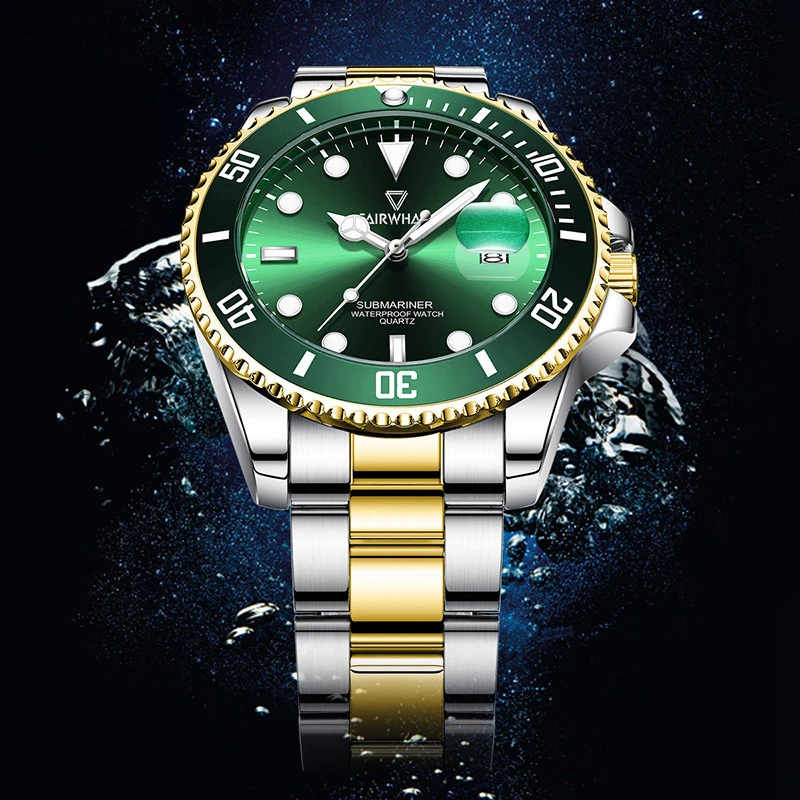 马克华菲石英表 绿水鬼经典瑞士手表非机械表防水钢带男士表时尚 商品