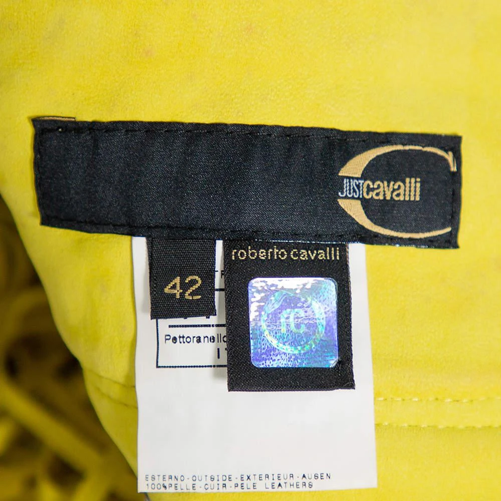 商品[二手商品] Just Cavalli|Just Cavalli Neon Yellow Leather Fringed Tribal Mini Skirt M,价格¥1034,第5张图片详细描述