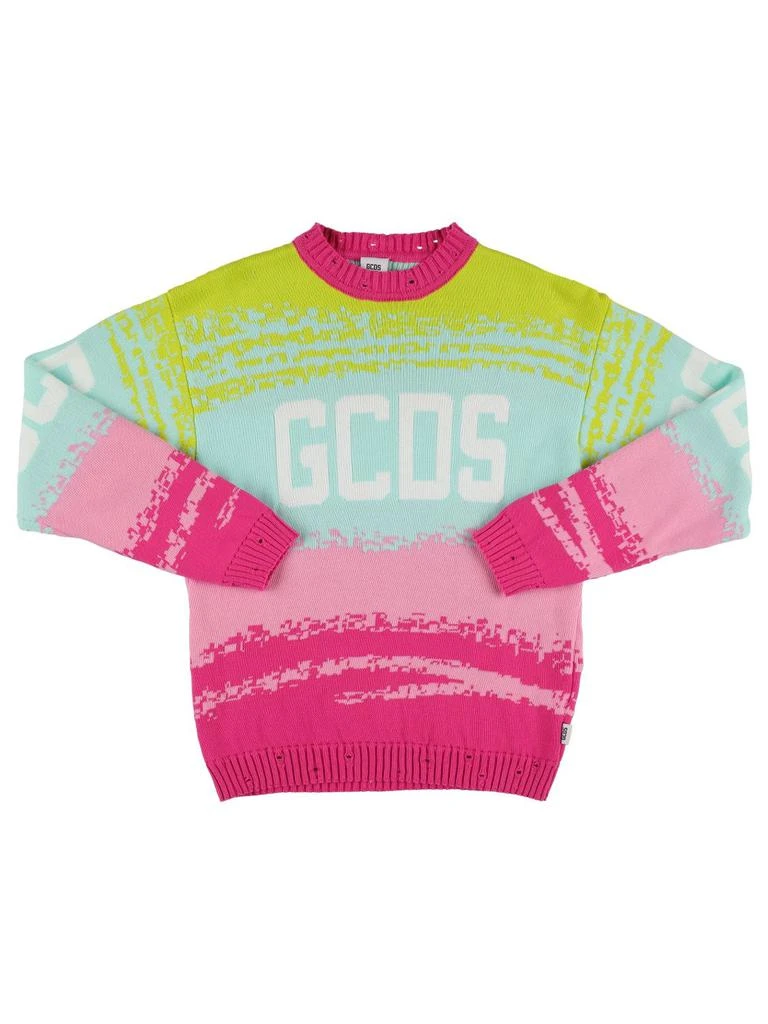 商品GCDS|Intarsia Logo Cotton Knit Sweater,价格¥581,第1张图片