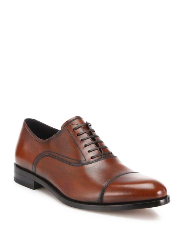 商品Salvatore Ferragamo|Guru Cap Toe Burnished Leather Oxfords,价格¥5058,第1张图片