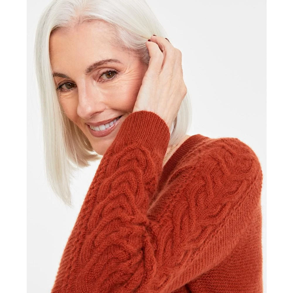 商品Charter Club|Women's 100% Cashmere Cable-Knit-Sleeve Sweater, Created for Macy's,价格¥627,第3张图片详细描述