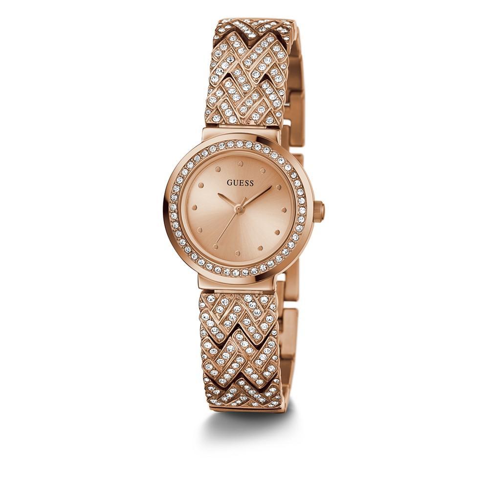 商品GUESS|Women's Quartz Petite Rose Gold-Tone Stainless Steel Bracelet Watch 28mm,价格¥1309,第7张图片详细描述