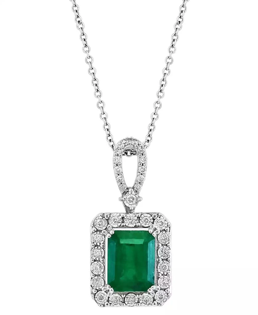 商品Effy|EFFY® Emerald (2-1/5 ct. t.w.) & Diamond (1/4 ct. t.w.) 18" Pendant Necklace in 14k White Gold (Also Available in 14k Yellow Gold),价格¥36284,第5张图片详细描述