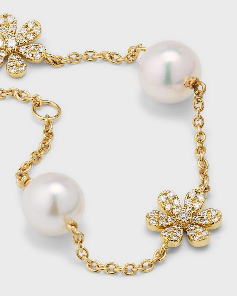 商品Pearls By Shari|18K Yellow Gold Akoya Pearl and Diamond Daisy Bracelet, 7"L,价格¥20208,第3张图片详细描述