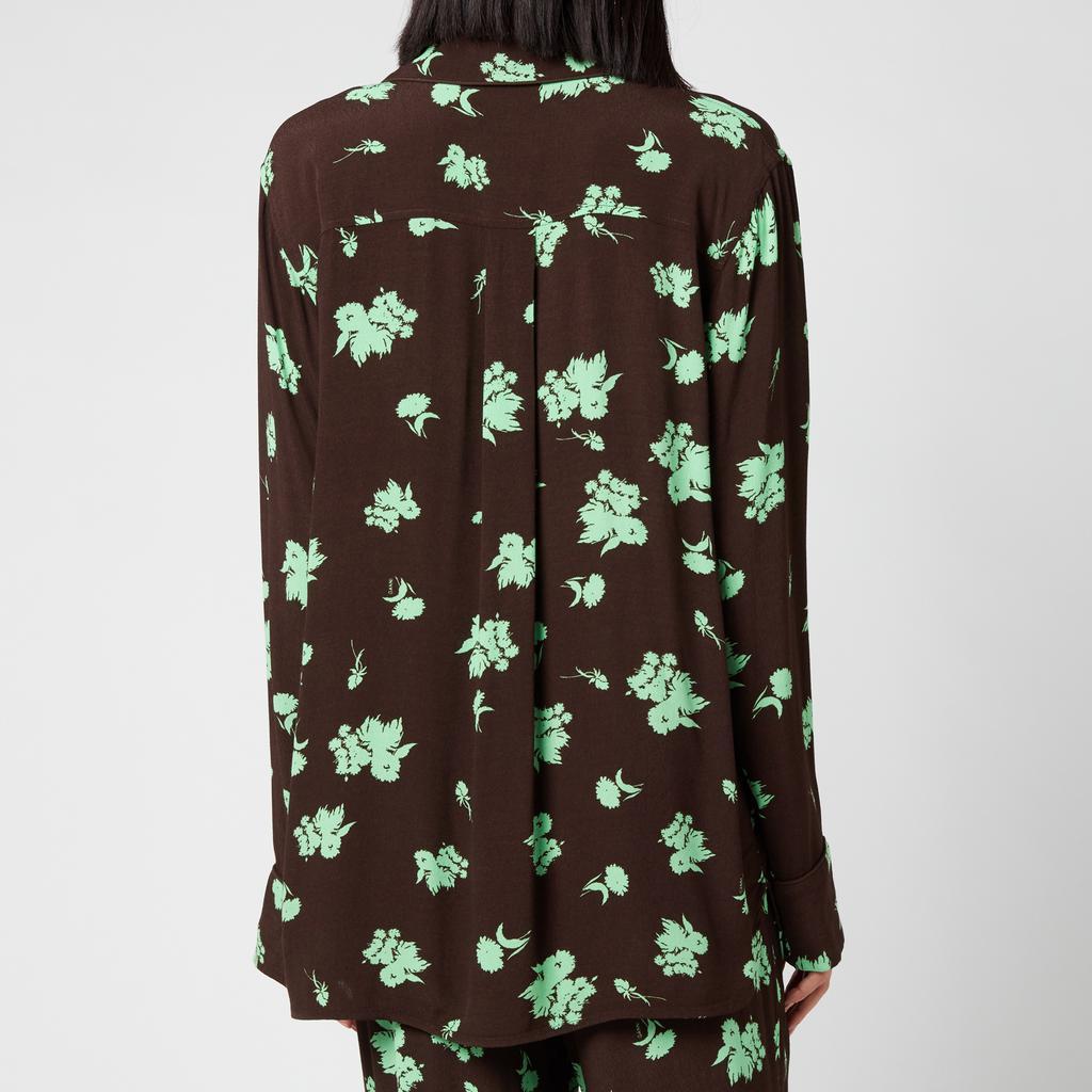 商品Ganni|Ganni Women's Printed Crepe Shirt - Mole,价格¥301,第4张图片详细描述