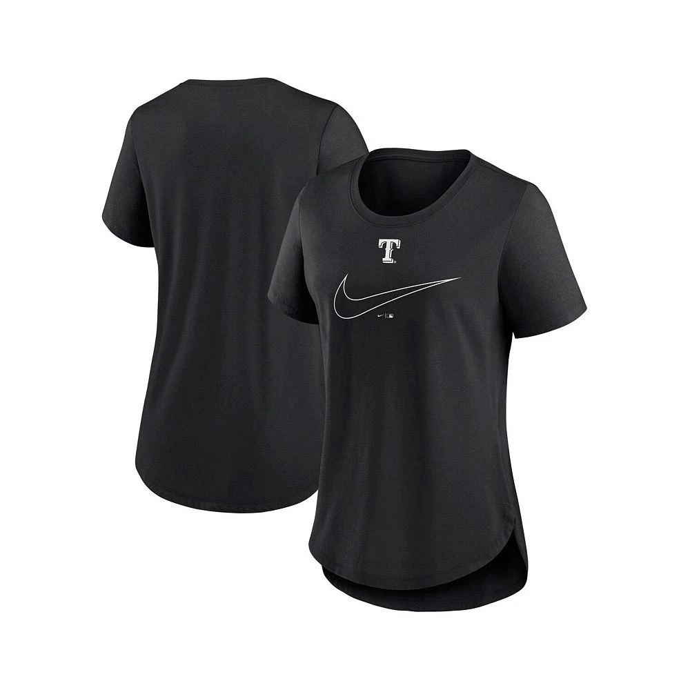 商品NIKE|Women's Black Texas Rangers Big Swoosh Tri-Blend Scoop Neck T-shirt,价格¥264,第1张图片
