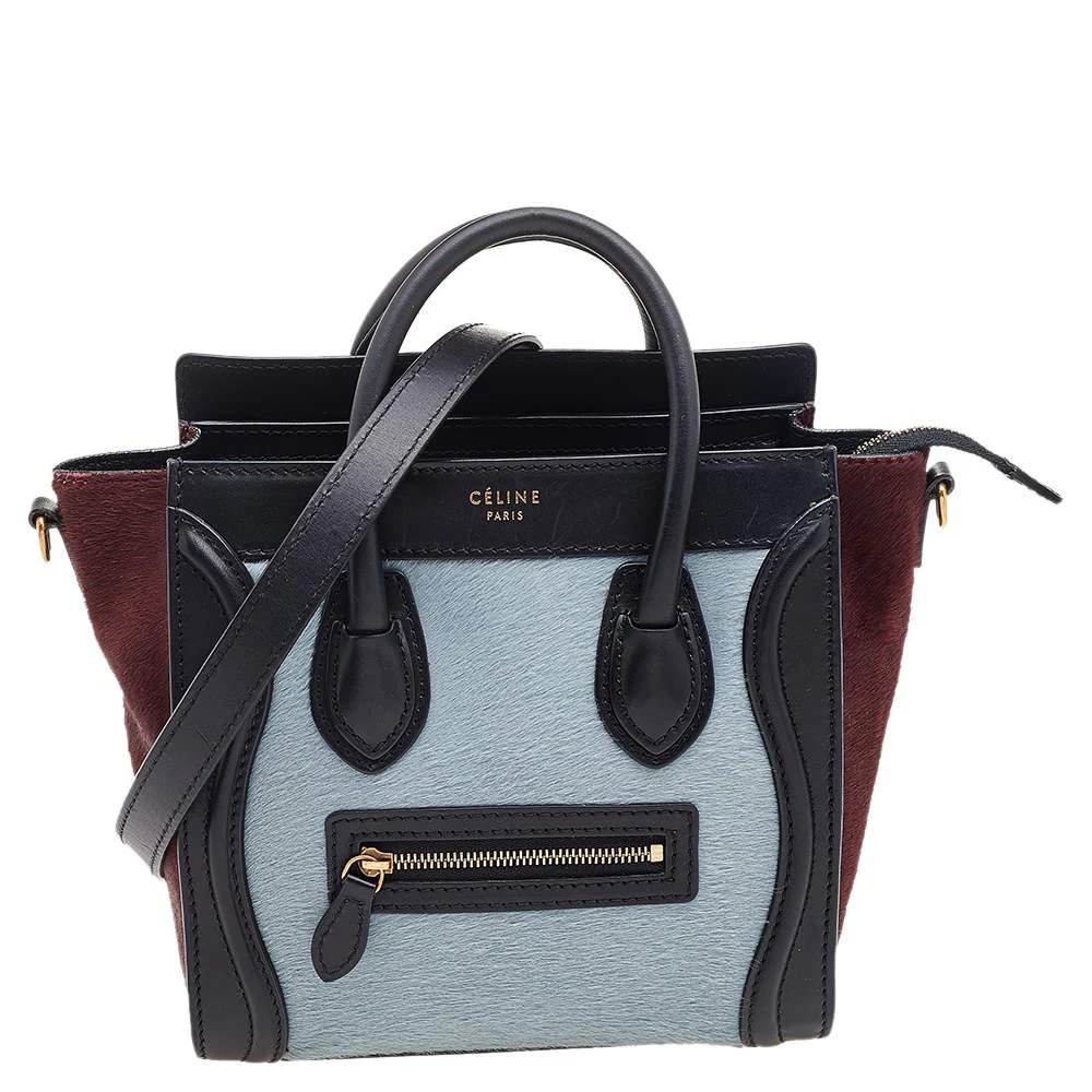 商品[二手商品] Celine|Celine Tricolor Calf Hair and Leather Nano Luggage Tote,价格¥4384,第1张图片