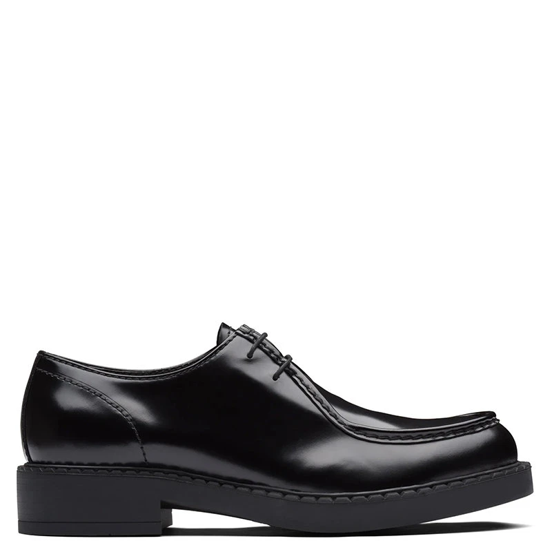 商品Prada|【预售3-7天】PRADA/普拉达 21年秋冬 男士黑色亮面皮革系带鞋2EE346_P39_F0002,价格¥7270,第1张图片
