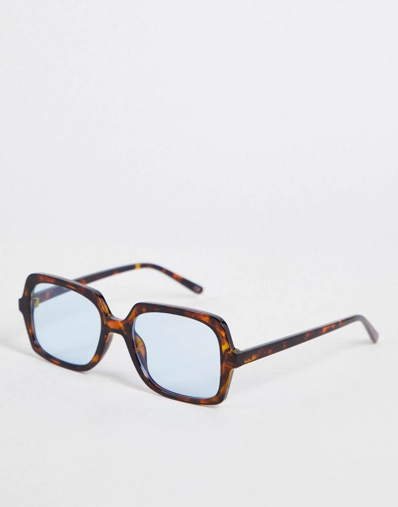 商品ASOS|ASOS DESIGN square sunglasses in tortoiseshell with blue lens,价格¥45,第1张图片