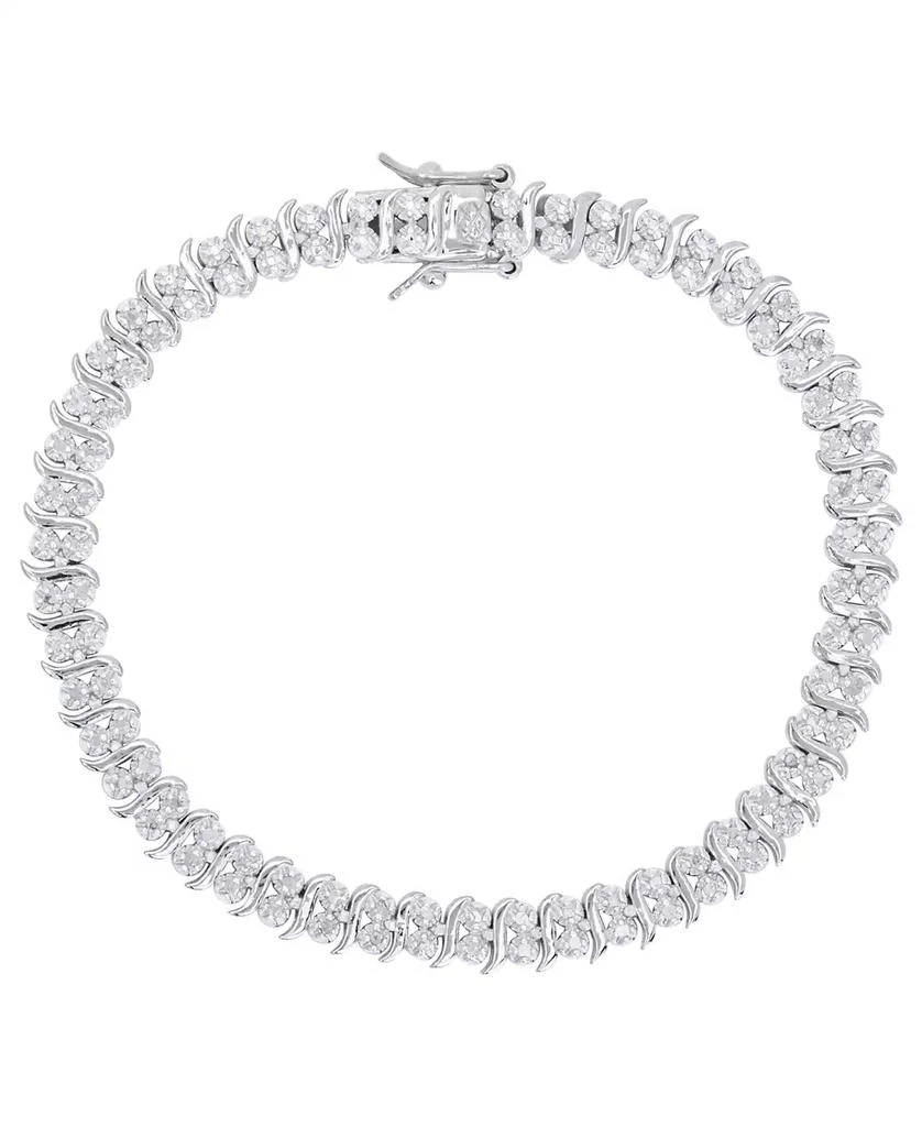 商品Macy's|Diamond Accent S Link Bracelet in Fine Gold Plate or Fine Silver Plate,价格¥783,第1张图片