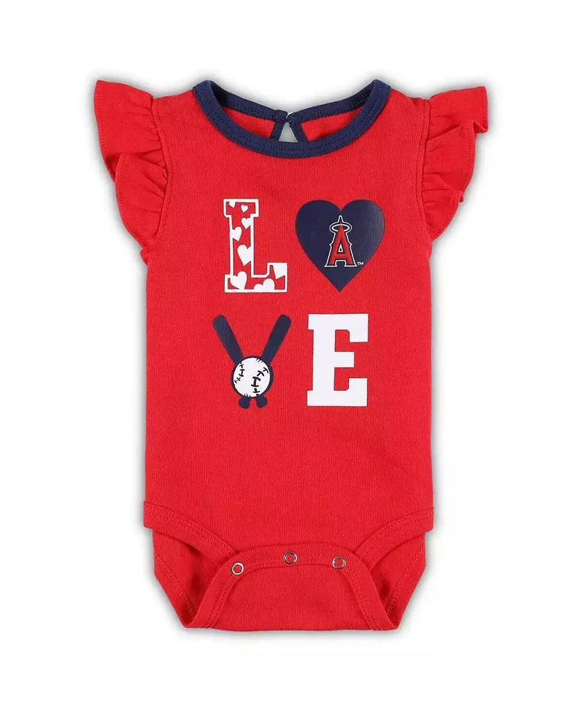 商品Outerstuff|Baby Boys and Girls Red, Navy Los Angeles Angels Three-Piece Love of Baseball Bib Bodysuit and Booties Set,价格¥238,第4张图片详细描述