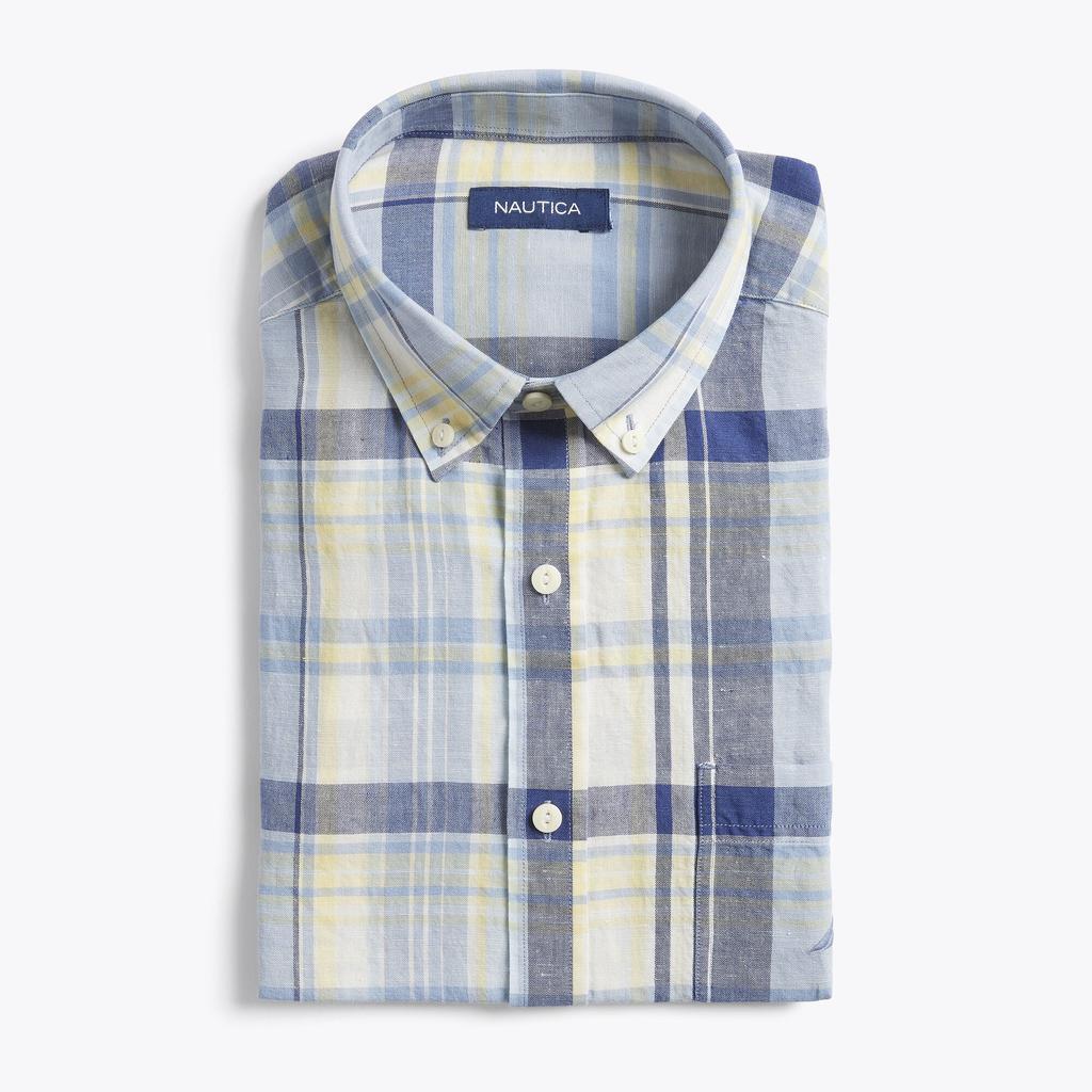 商品Nautica|Nautica Mens Classic Fit Plaid Linen Shirt,价格¥148,第4张图片详细描述