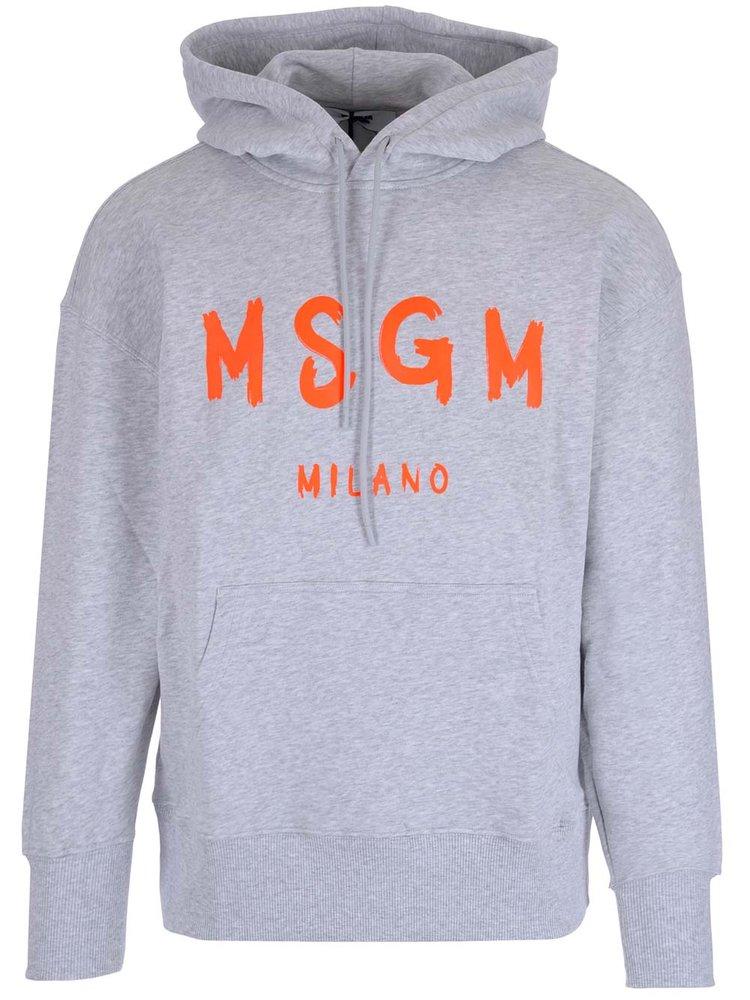 MSGM Logo Printed Long-Sleeved Hoodie商品第1张图片规格展示