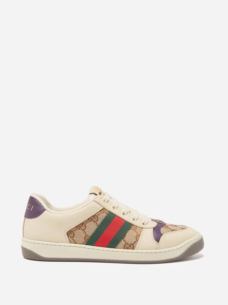 商品Gucci|Screener leather and GG-Supreme canvas trainers,价格¥6659,第1张图片