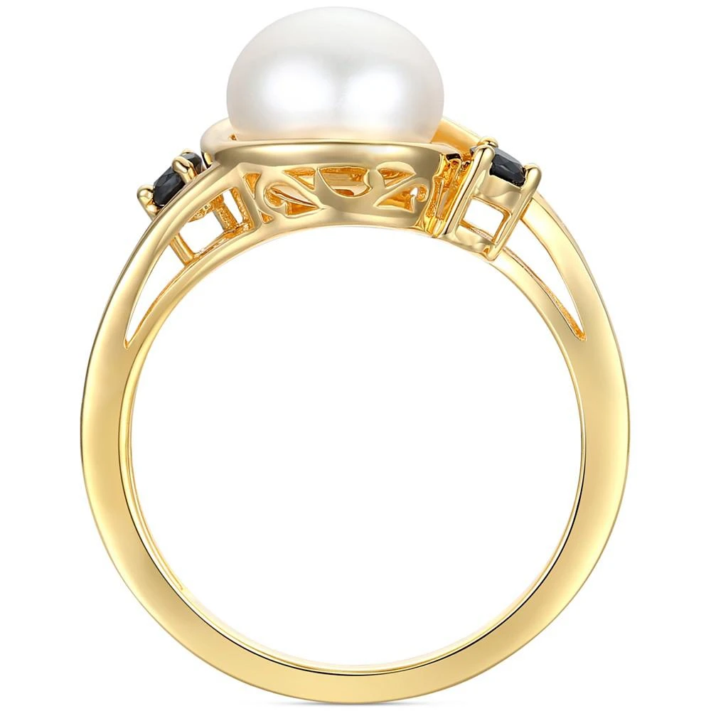 商品Macy's|Cultured Freshwater Pearl (8mm), Onyx, & Diamond (1/20 ct. t.w.) Ring in 10k Gold,价格¥4420,第3张图片详细描述