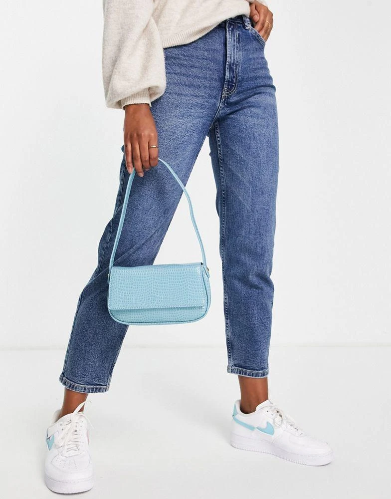 商品ASOS|ASOS DESIGN shoulder bag with flap in blue croc,价格¥91,第3张图片详细描述