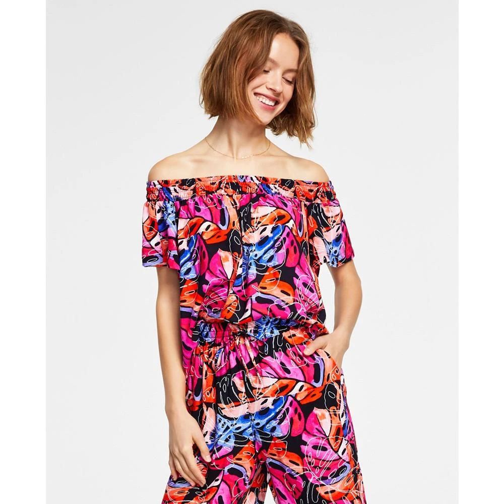 商品Tommy Hilfiger|Women's Printed Off-The-Shoulder Top,价格¥94,第1张图片