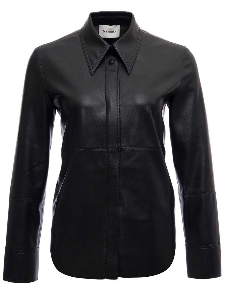 Nanushka Black Vegan Leather Shirt商品第1张图片规格展示