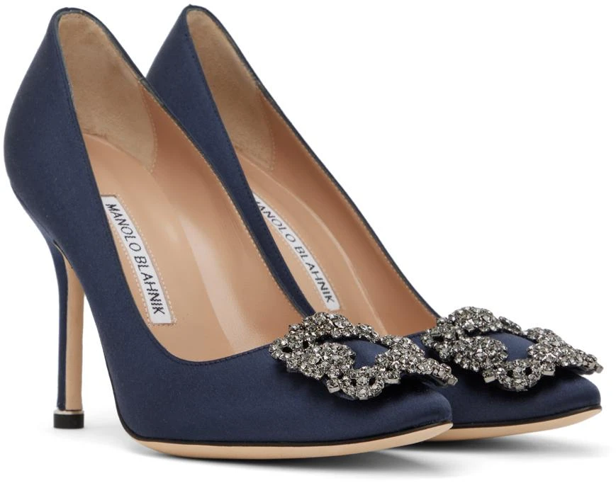 商品Manolo Blahnik|Navy Hangisi 105 Pumps,价格¥7639,第4张图片详细描述